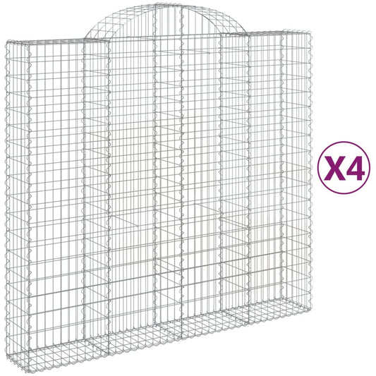 Arched Gabion Baskets 4 pcs 200x50x180/200 cm Galvanised Iron Arched Gabion Baskets 4 pcs 200x50x180/200 cm Galvanised Iron