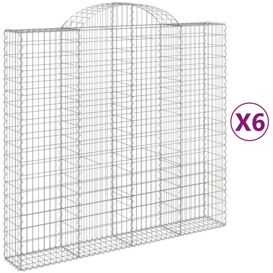 Arched Gabion Baskets 6 pcs 200x50x180/200 cm Galvanised Iron Arched Gabion Baskets 6 pcs 200x50x180/200 cm Galvanised Iron