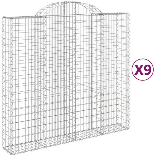 Arched Gabion Baskets 9 pcs 200x50x180/200 cm Galvanised Iron Arched Gabion Baskets 9 pcs 200x50x180/200 cm Galvanised Iron