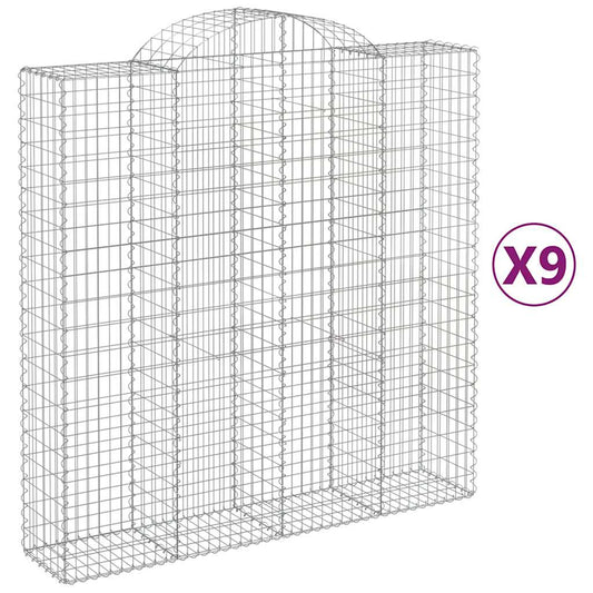Arched Gabion Baskets 9 pcs 200x50x200/220 cm Galvanised Iron Arched Gabion Baskets 9 pcs 200x50x200/220 cm Galvanised Iron