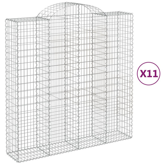Arched Gabion Baskets 11 pcs 200x50x200/220 cm Galvanised Iron Arched Gabion Baskets 11 pcs 200x50x200/220 cm Galvanised Iron