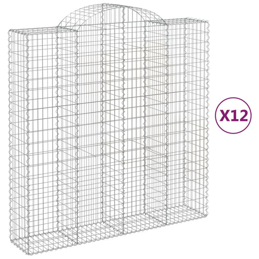 Arched Gabion Baskets 12 pcs 200x50x200/220 cm Galvanised Iron Arched Gabion Baskets 12 pcs 200x50x200/220 cm Galvanised Iron
