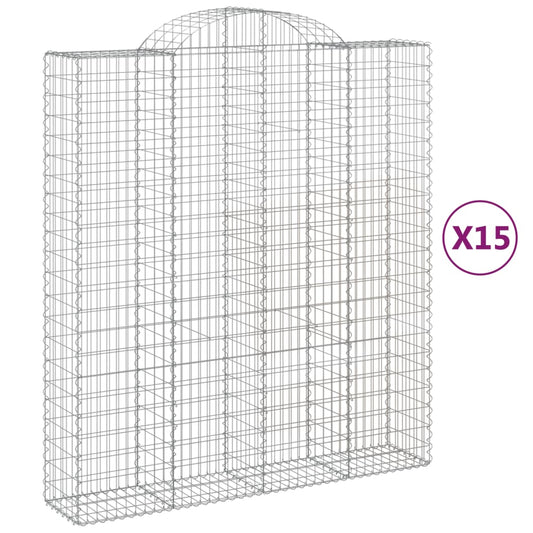 Arched Gabion Baskets 15 pcs 200x50x220/240 cm Galvanised Iron Arched Gabion Baskets 15 pcs 200x50x220/240 cm Galvanised Iron