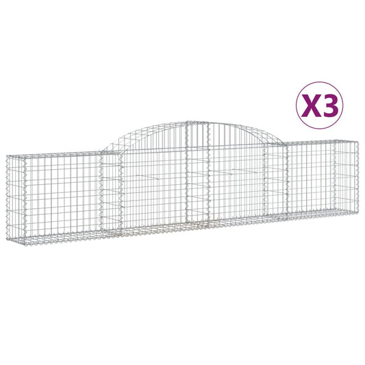 Arched Gabion Baskets 3 pcs 300x30x60/80 cm Galvanised Iron Arched Gabion Baskets 3 pcs 300x30x60/80 cm Galvanised Iron