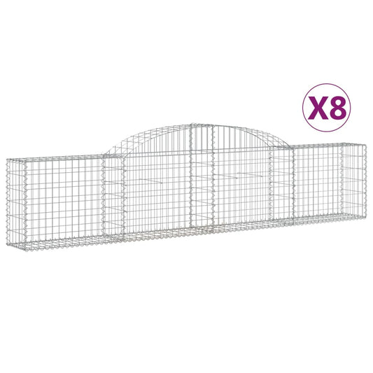 Arched Gabion Baskets 8 pcs 300x30x60/80 cm Galvanised Iron Arched Gabion Baskets 8 pcs 300x30x60/80 cm Galvanised Iron