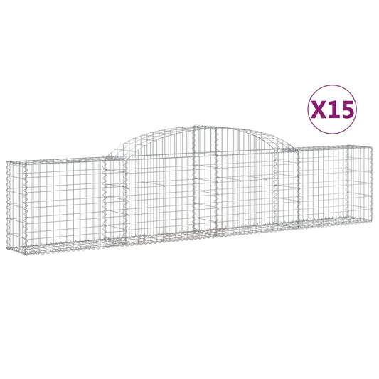 Arched Gabion Baskets 15 pcs 300x30x60/80 cm Galvanised Iron Arched Gabion Baskets 15 pcs 300x30x60/80 cm Galvanised Iron