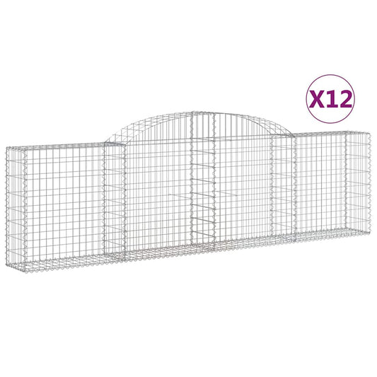 Arched Gabion Baskets 12 pcs 300x30x80/100 cm Galvanised Iron Arched Gabion Baskets 12 pcs 300x30x80/100 cm Galvanised Iron