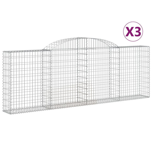 Arched Gabion Baskets 3 pcs 300x30x100/120 cm Galvanised Iron Arched Gabion Baskets 3 pcs 300x30x100/120 cm Galvanised Iron