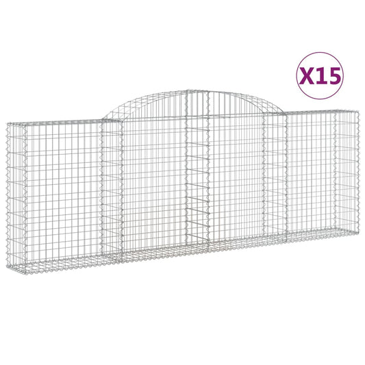 Arched Gabion Baskets 15 pcs 300x30x100/120 cm Galvanised Iron Arched Gabion Baskets 15 pcs 300x30x100/120 cm Galvanised Iron