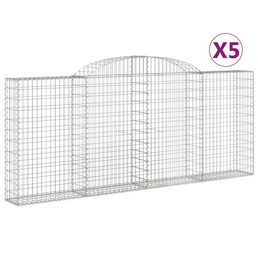 Arched Gabion Baskets 5 pcs 300x30x120/140 cm Galvanised Iron Arched Gabion Baskets 5 pcs 300x30x120/140 cm Galvanised Iron