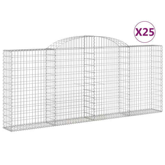 Arched Gabion Baskets 25 pcs 300x30x120/140 cm Galvanised Iron Arched Gabion Baskets 25 pcs 300x30x120/140 cm Galvanised Iron