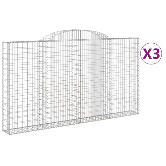 Arched Gabion Baskets 3 pcs 300x30x160/180 cm Galvanised Iron Arched Gabion Baskets 3 pcs 300x30x160/180 cm Galvanised Iron