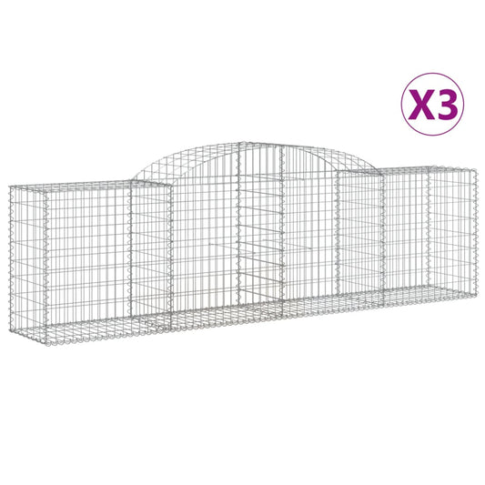 Arched Gabion Baskets 3 pcs 300x50x80/100 cm Galvanised Iron Arched Gabion Baskets 3 pcs 300x50x80/100 cm Galvanised Iron