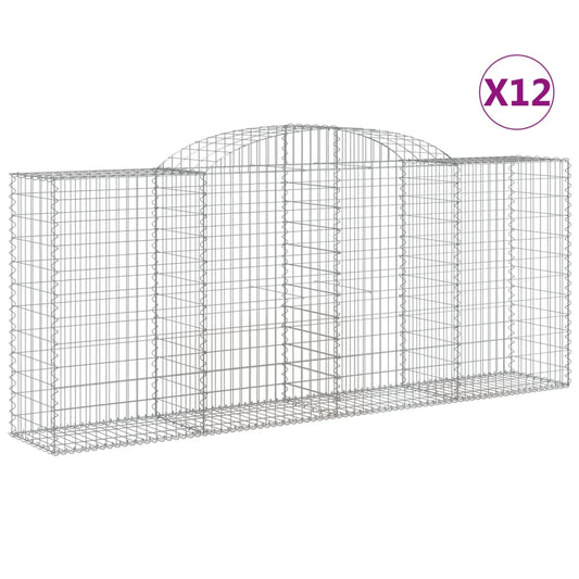 Arched Gabion Baskets 12 pcs 300x50x120/140 cm Galvanised Iron Arched Gabion Baskets 12 pcs 300x50x120/140 cm Galvanised Iron