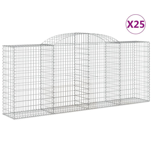 Arched Gabion Baskets 25 pcs 300x50x120/140 cm Galvanised Iron Arched Gabion Baskets 25 pcs 300x50x120/140 cm Galvanised Iron