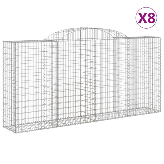 Arched Gabion Baskets 8 pcs 300x50x140/160 cm Galvanised Iron Arched Gabion Baskets 8 pcs 300x50x140/160 cm Galvanised Iron