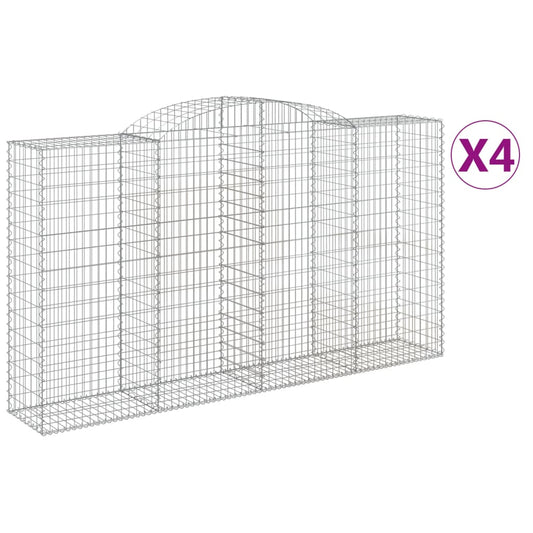 Arched Gabion Baskets 4 pcs 300x50x160/180 cm Galvanised Iron Arched Gabion Baskets 4 pcs 300x50x160/180 cm Galvanised Iron