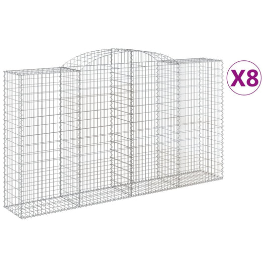 Arched Gabion Baskets 8 pcs 300x50x160/180 cm Galvanised Iron Arched Gabion Baskets 8 pcs 300x50x160/180 cm Galvanised Iron