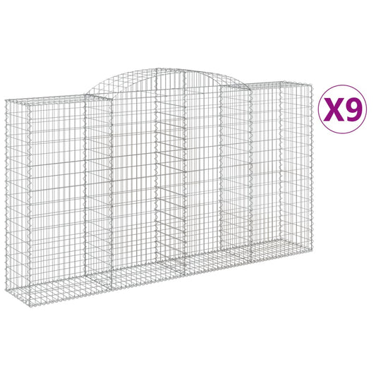 Arched Gabion Baskets 9 pcs 300x50x160/180 cm Galvanised Iron Arched Gabion Baskets 9 pcs 300x50x160/180 cm Galvanised Iron