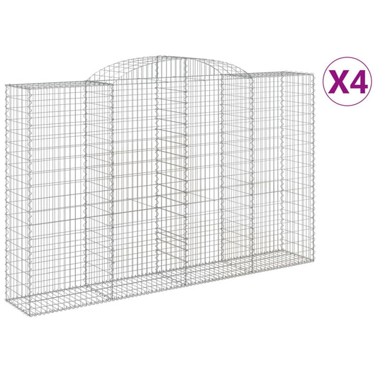 Arched Gabion Baskets 4 pcs 300x50x180/200 cm Galvanised Iron Arched Gabion Baskets 4 pcs 300x50x180/200 cm Galvanised Iron