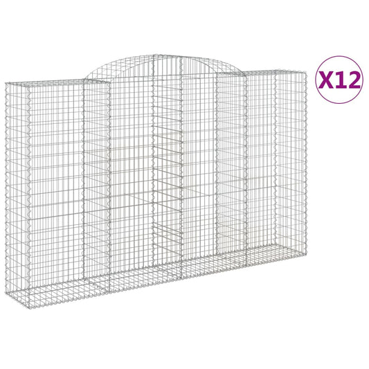 Arched Gabion Baskets 12 pcs 300x50x180/200 cm Galvanised Iron Arched Gabion Baskets 12 pcs 300x50x180/200 cm Galvanised Iron