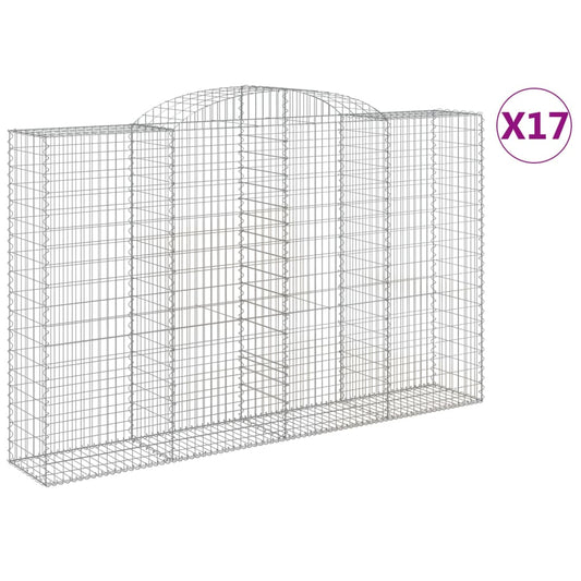 Arched Gabion Baskets 17 pcs 300x50x180/200 cm Galvanised Iron Arched Gabion Baskets 17 pcs 300x50x180/200 cm Galvanised Iron