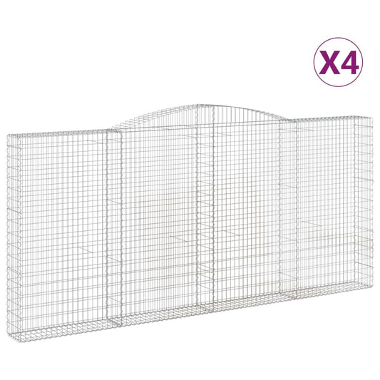 Arched Gabion Baskets 4 pcs 400x30x180/200 cm Galvanised Iron Arched Gabion Baskets 4 pcs 400x30x180/200 cm Galvanised Iron
