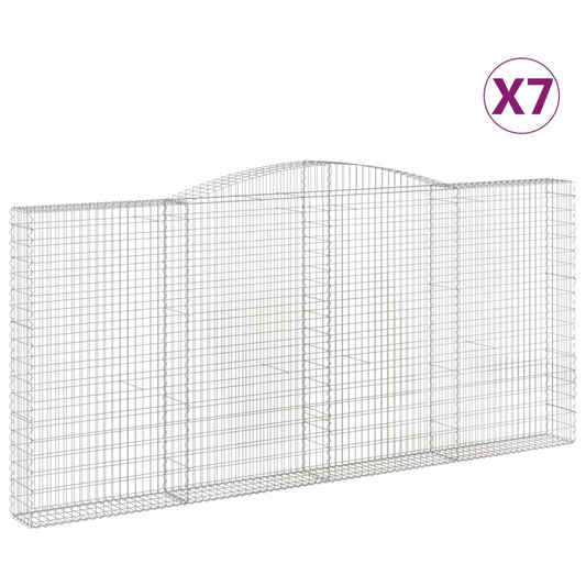 Arched Gabion Baskets 7 pcs 400x30x180/200 cm Galvanised Iron Arched Gabion Baskets 7 pcs 400x30x180/200 cm Galvanised Iron