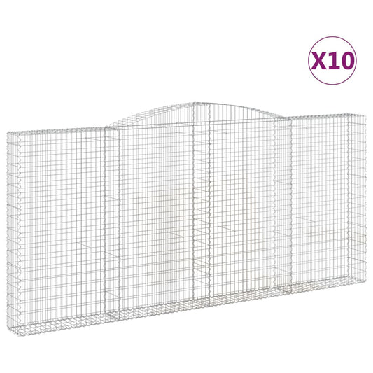 Arched Gabion Baskets 10 pcs 400x30x180/200 cm Galvanised Iron Arched Gabion Baskets 10 pcs 400x30x180/200 cm Galvanised Iron