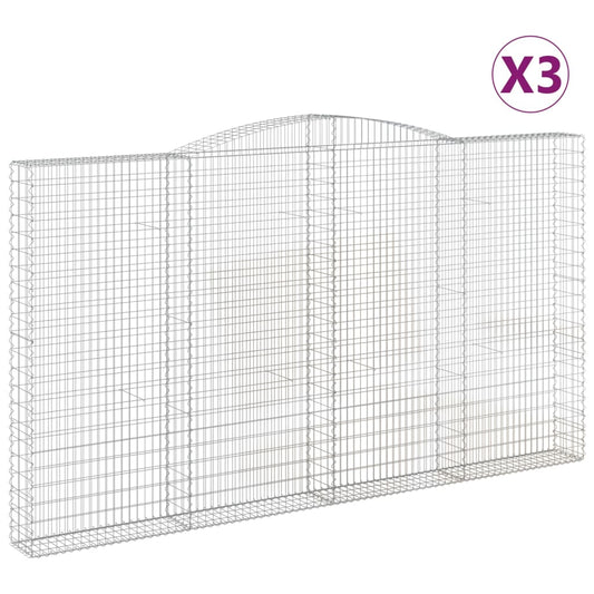 Arched Gabion Baskets 3 pcs 400x30x220/240 cm Galvanised Iron Arched Gabion Baskets 3 pcs 400x30x220/240 cm Galvanised Iron