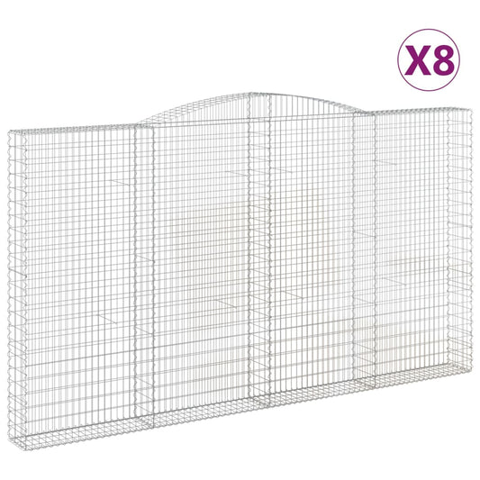 Arched Gabion Baskets 8 pcs 400x30x220/240 cm Galvanised Iron Arched Gabion Baskets 8 pcs 400x30x220/240 cm Galvanised Iron