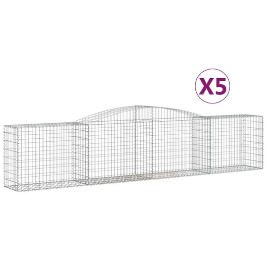 Arched Gabion Baskets 5 pcs 400x50x80/100 cm Galvanised Iron Arched Gabion Baskets 5 pcs 400x50x80/100 cm Galvanised Iron