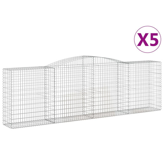 Arched Gabion Baskets 5 pcs 400x50x120/140 cm Galvanised Iron Arched Gabion Baskets 5 pcs 400x50x120/140 cm Galvanised Iron