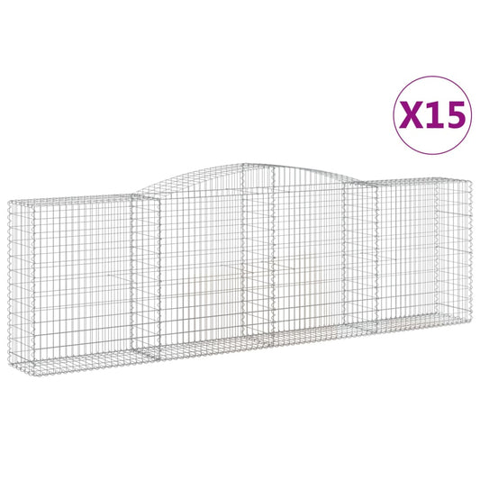 Arched Gabion Baskets 15 pcs 400x50x120/140 cm Galvanised Iron Arched Gabion Baskets 15 pcs 400x50x120/140 cm Galvanised Iron
