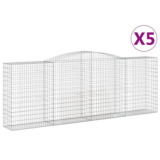 Arched Gabion Baskets 5 pcs 400x50x140/160 cm Galvanised Iron Arched Gabion Baskets 5 pcs 400x50x140/160 cm Galvanised Iron