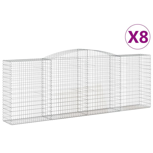 Arched Gabion Baskets 8 pcs 400x50x140/160 cm Galvanised Iron Arched Gabion Baskets 8 pcs 400x50x140/160 cm Galvanised Iron
