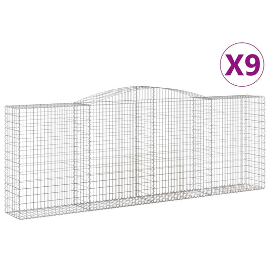 Arched Gabion Baskets 9 pcs 400x50x140/160 cm Galvanised Iron Arched Gabion Baskets 9 pcs 400x50x140/160 cm Galvanised Iron