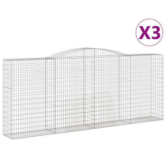 Arched Gabion Baskets 3 pcs 400x50x160/180 cm Galvanised Iron Arched Gabion Baskets 3 pcs 400x50x160/180 cm Galvanised Iron
