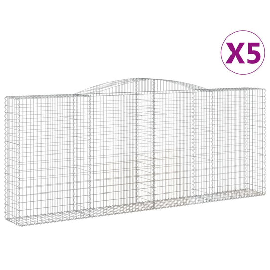 Arched Gabion Baskets 5 pcs 400x50x160/180 cm Galvanised Iron Arched Gabion Baskets 5 pcs 400x50x160/180 cm Galvanised Iron