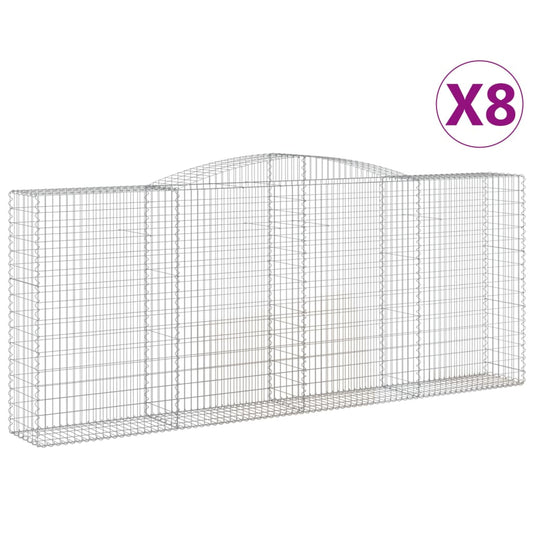 Arched Gabion Baskets 8 pcs 400x50x160/180 cm Galvanised Iron Arched Gabion Baskets 8 pcs 400x50x160/180 cm Galvanised Iron