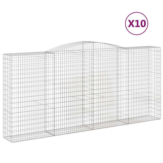 Arched Gabion Baskets 10 pcs 400x50x180/200 cm Galvanised Iron Arched Gabion Baskets 10 pcs 400x50x180/200 cm Galvanised Iron