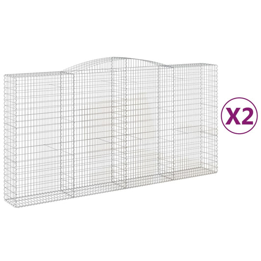 Arched Gabion Baskets 2 pcs 400x50x200/220 cm Galvanised Iron Arched Gabion Baskets 2 pcs 400x50x200/220 cm Galvanised Iron
