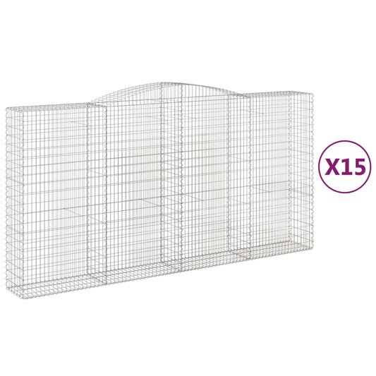 Arched Gabion Baskets 15 pcs 400x50x200/220 cm Galvanised Iron Arched Gabion Baskets 15 pcs 400x50x200/220 cm Galvanised Iron