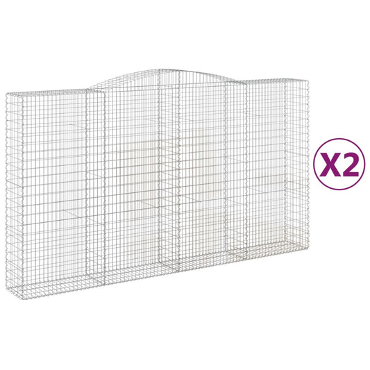 Arched Gabion Baskets 2 pcs 400x50x220/240 cm Galvanised Iron Arched Gabion Baskets 2 pcs 400x50x220/240 cm Galvanised Iron