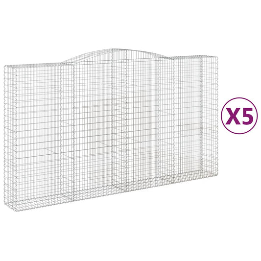 Arched Gabion Baskets 5 pcs 400x50x220/240 cm Galvanised Iron Arched Gabion Baskets 5 pcs 400x50x220/240 cm Galvanised Iron
