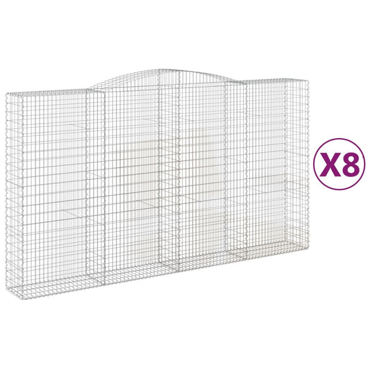Arched Gabion Baskets 8 pcs 400x50x220/240 cm Galvanised Iron Arched Gabion Baskets 8 pcs 400x50x220/240 cm Galvanised Iron