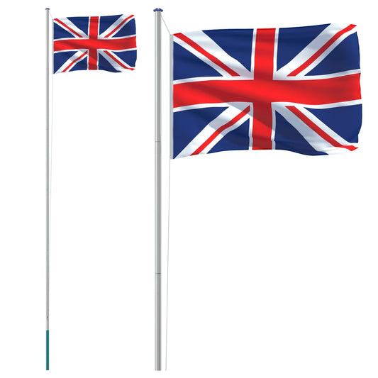 UK Flag and Pole 6.23 m Aluminium UK Flag and Pole 6.23 m Aluminium