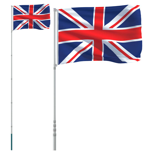 UK Flag and Pole 5.55 m Aluminium UK Flag and Pole 5.55 m Aluminium