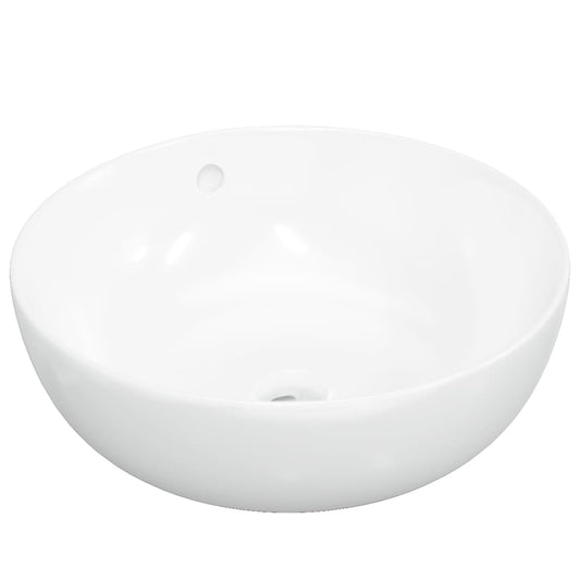 Wash Basin White 44x17 cm Ceramic Round Wash Basin White 44x17 cm Ceramic Round