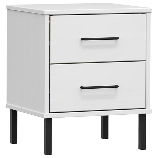 Bedside Cabinet with Metal Legs White Solid Wood Pine OSLO Bedside Cabinet with Metal Legs White Solid Wood Pine OSLO